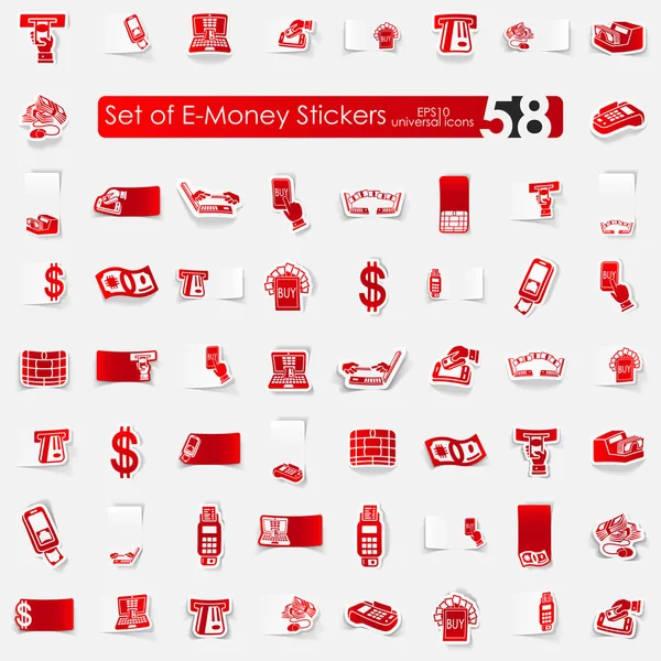 Set of e-money stickers — Stock Vector