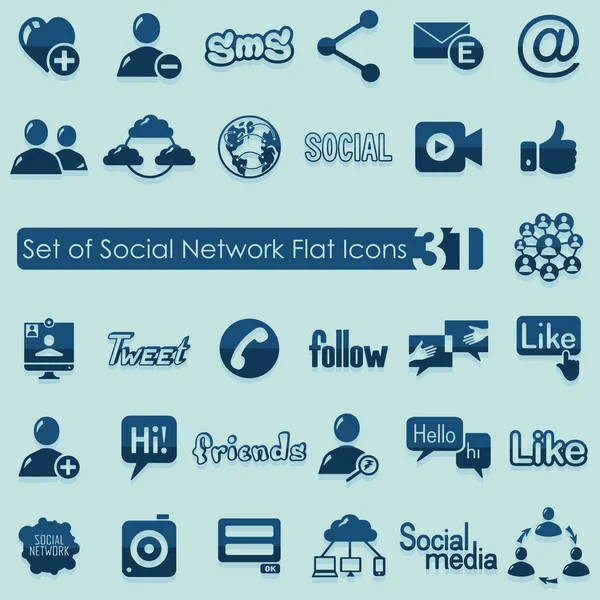 Bir dizi sosyal ağ simgesi — Stok Vektör