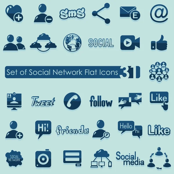 Conjunto de iconos de redes sociales — Vector de stock