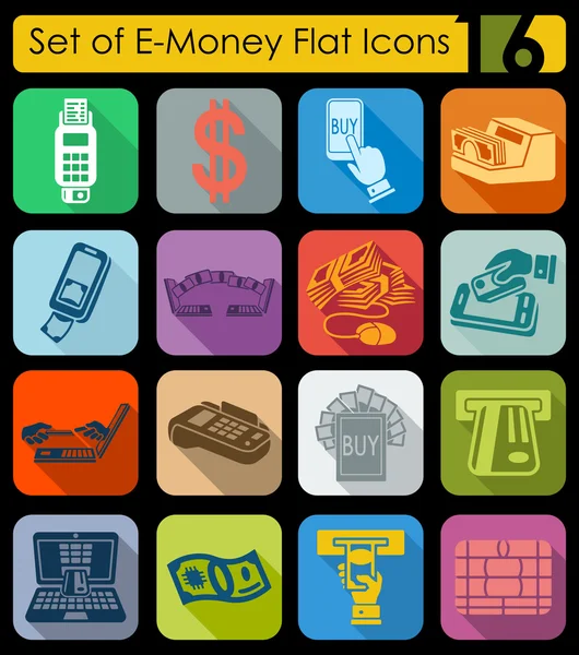 Conjunto de iconos de dinero electrónico — Archivo Imágenes Vectoriales