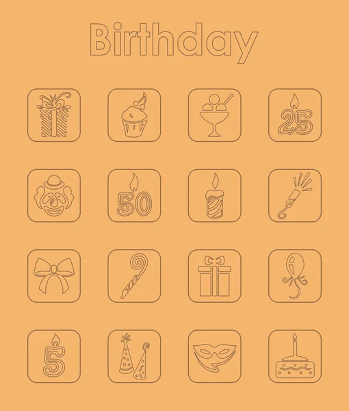 Набор простых иконок дня рождения — стоковый вектор
