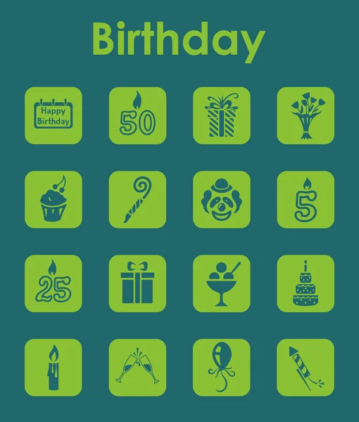 Conjunto de iconos simples de cumpleaños — Archivo Imágenes Vectoriales