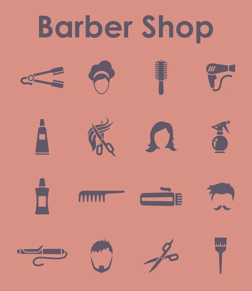 Conjunto de barbería iconos simples — Vector de stock