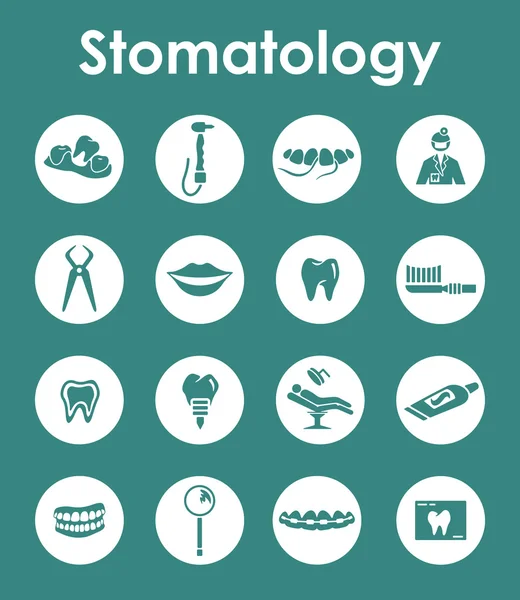 Set van de eenvoudige pictogrammen stomatologie — Stockvector