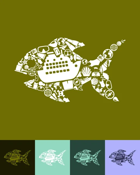 Ilustração ícone de peixe —  Vetores de Stock