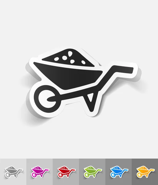 Garden wheelbarrow paper sticker — Stock Vector