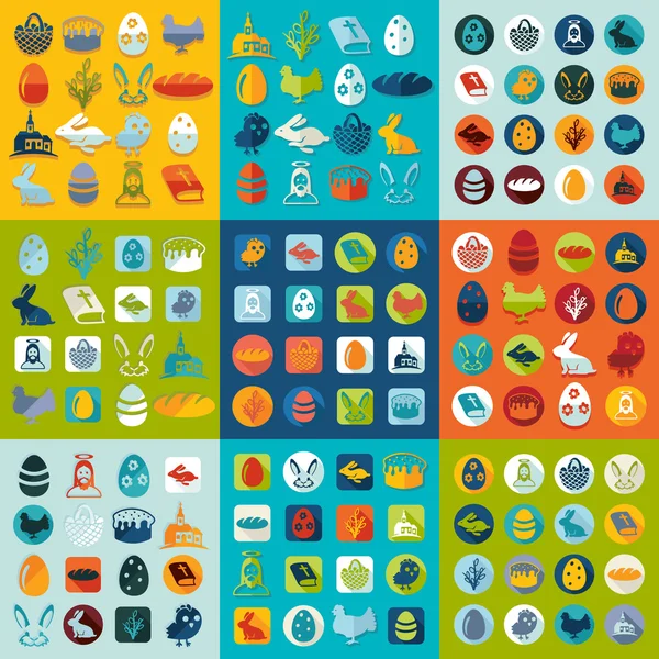 Ensemble d'icônes de Pâques — Image vectorielle