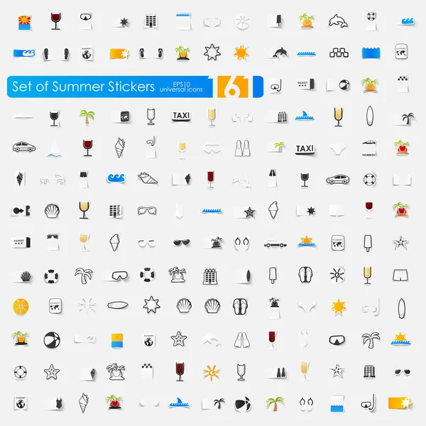 Set van zomerstickers — Stockvector