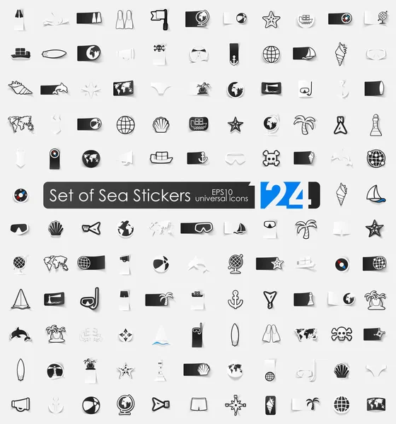 Set of sea stickers — Stock Vector