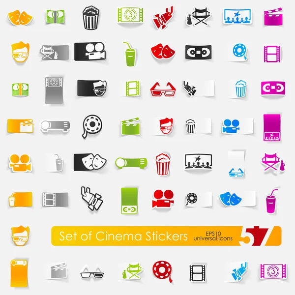 Set of cinema stickers — Stock Vector