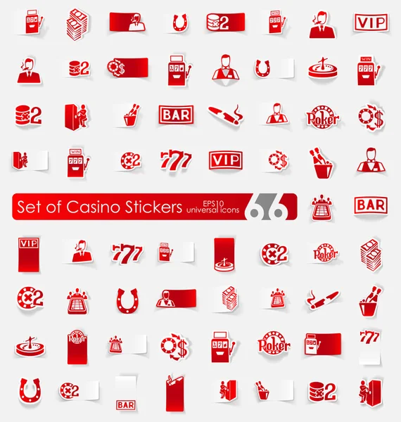 Set of casino stickers — Stock Vector