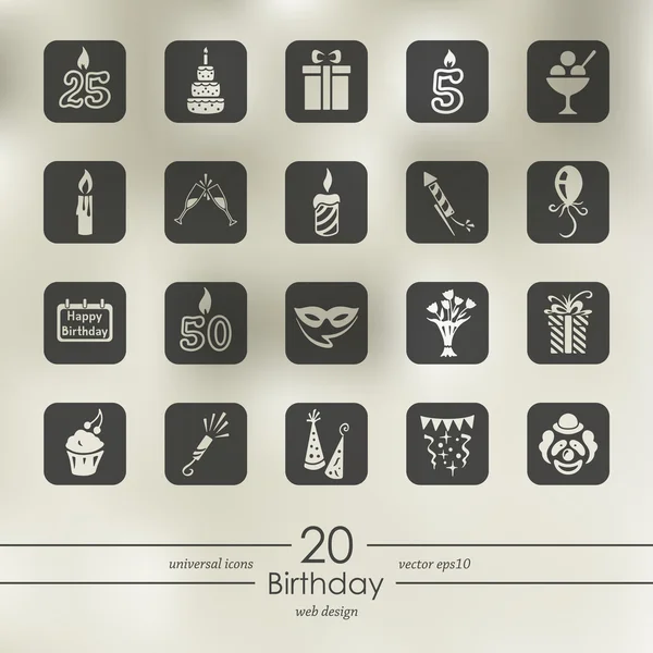 Ensemble d'icônes d'anniversaire — Image vectorielle