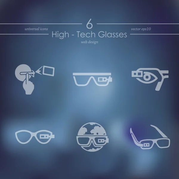 Set de iconos de gafas de alta tecnología — Vector de stock