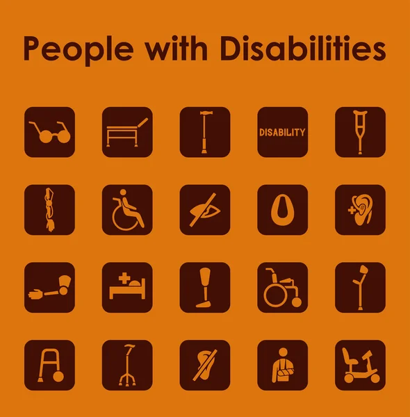Conjunto de personas con discapacidad iconos simples — Archivo Imágenes Vectoriales