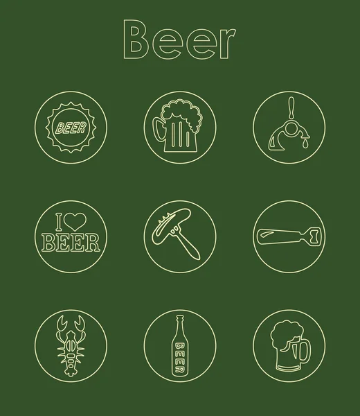 Conjunto de iconos simples de cerveza — Vector de stock