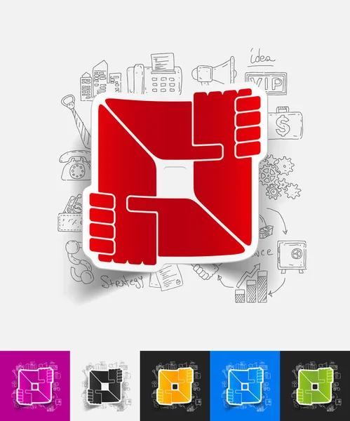 Handshake papper klistermärke — Stock vektor
