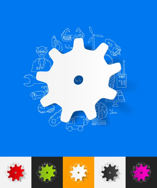 Cogwheel паперу наклейку — стоковий вектор