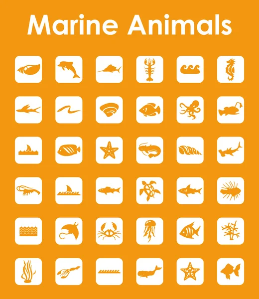 Conjunto de animales marinos iconos simples — Vector de stock