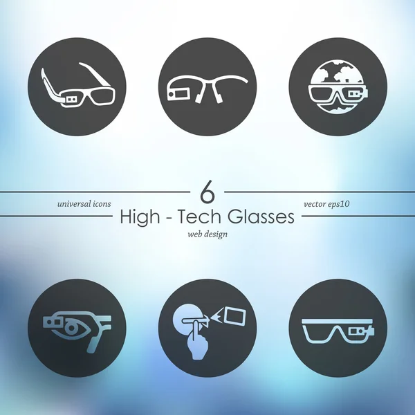 Set de iconos de gafas de alta tecnología — Vector de stock