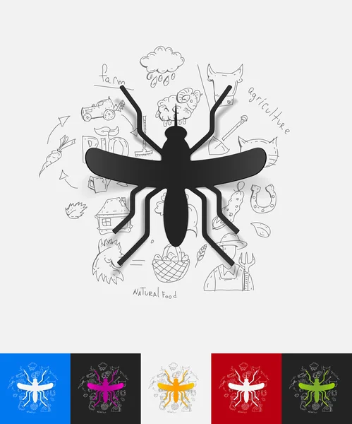 Etiqueta de papel de mosquito —  Vetores de Stock