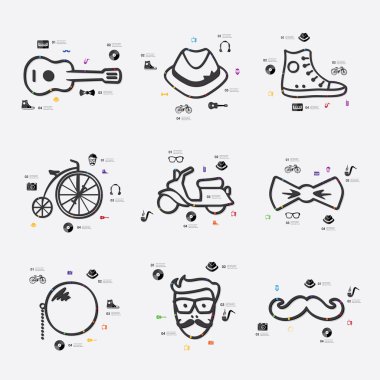 Hipster satır Infographic illüstrasyon.