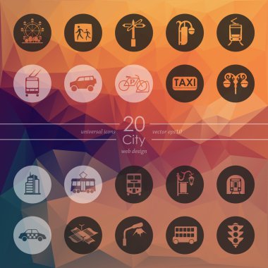 Set of city icons clipart