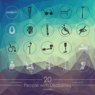 Set of people with disabilities icons