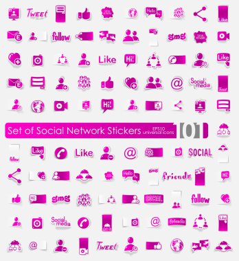 Sosyal ağ çıkartmaları kümesi