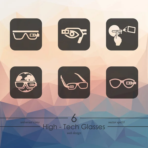 Uppsättning högteknologiska glasögon ikoner — Stock vektor
