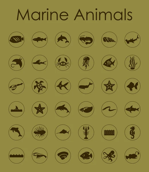 Набір морських тварин прості значки — стоковий вектор