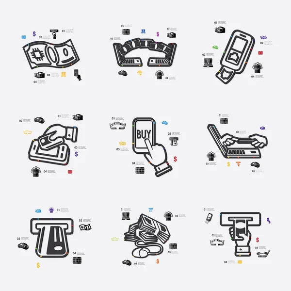 Línea de dinero electrónico ilustración infográfica — Vector de stock