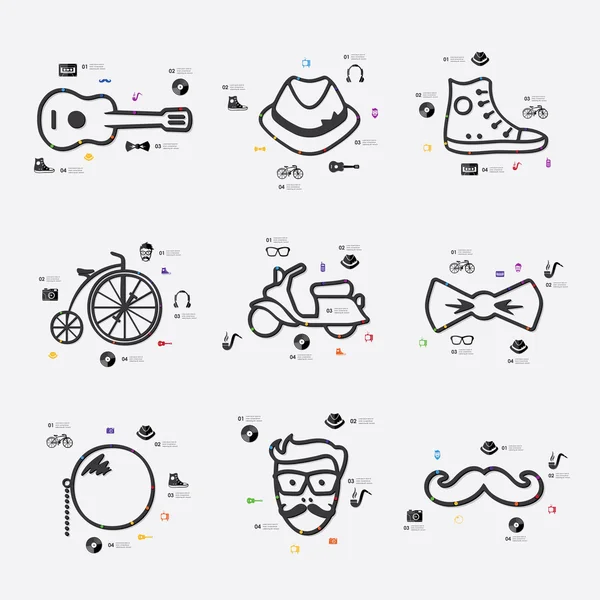 Hipster linje infographic illustration. — Stock vektor