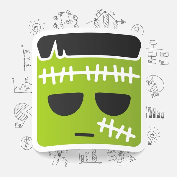 Dibujo de fórmulas de negocio con icono de zombie — Vector de stock