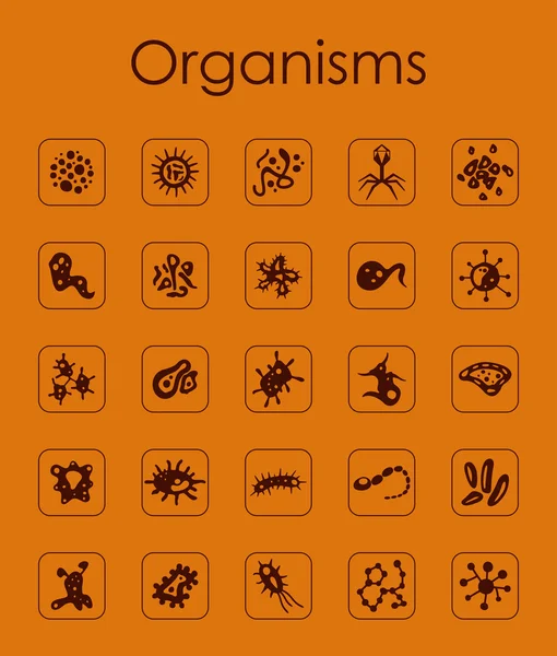 Set organisme ikon sederhana - Stok Vektor