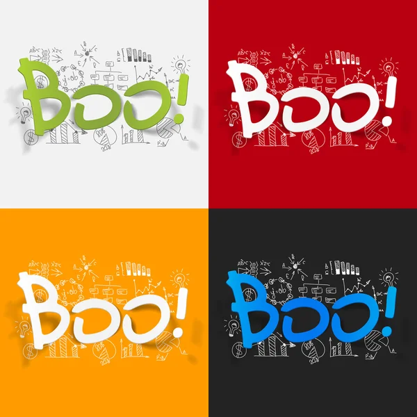 Dessin de formules d'affaires avec icône boo — Image vectorielle