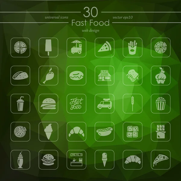 ファーストフードのアイコンのセット — ストックベクタ