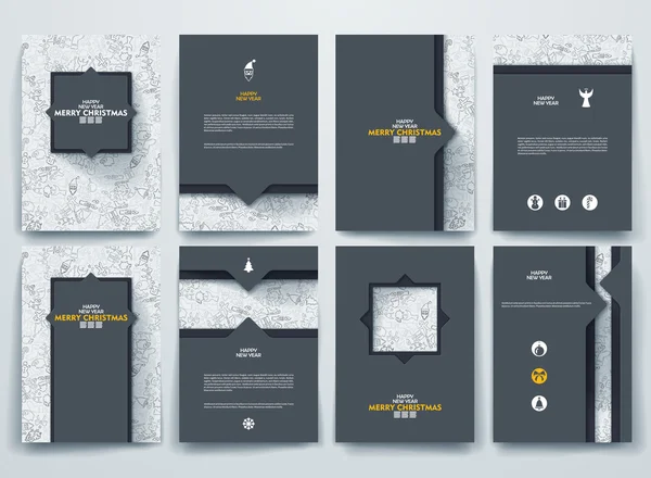 brochures with doodles backgrounds on Merry Christmas