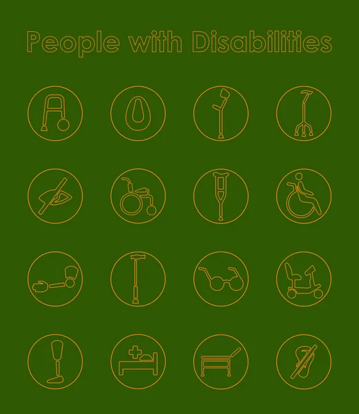 Discapacidades iconos simples — Vector de stock