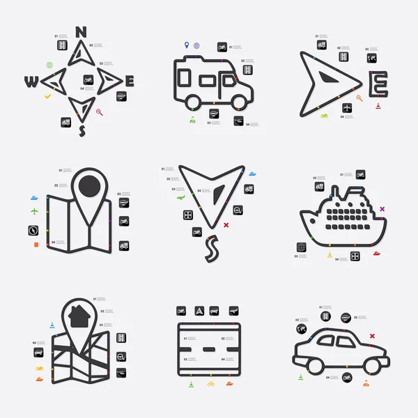 Navigation line infographic illustration. — Stock Vector