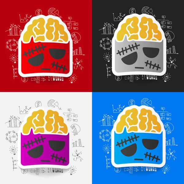 Disegno formule aziendali con icona zombie — Vettoriale Stock