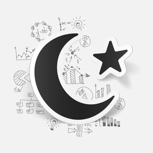 Desenho de fórmulas de negócios com ícone da lua — Vetor de Stock