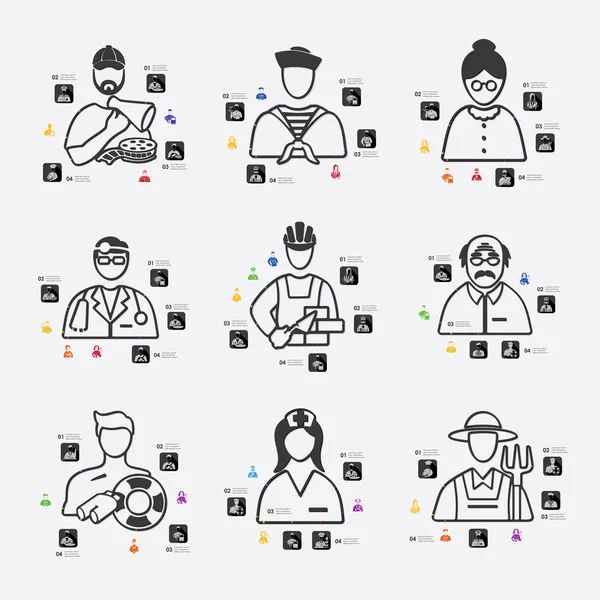 Professions ligne infographie illustration . — Image vectorielle