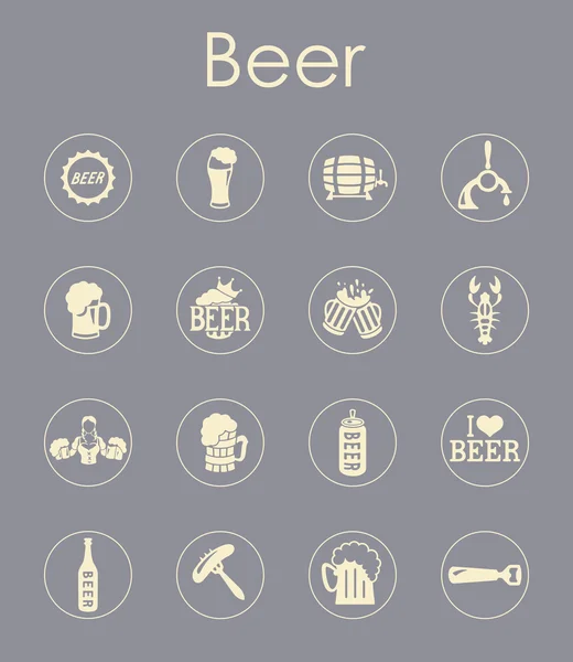 Set van de eenvoudige pictogrammen bier — Stockvector