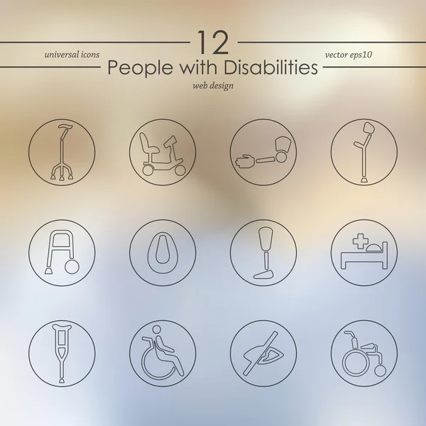 Zbiór osób z niepełnosprawnością ikony — Wektor stockowy