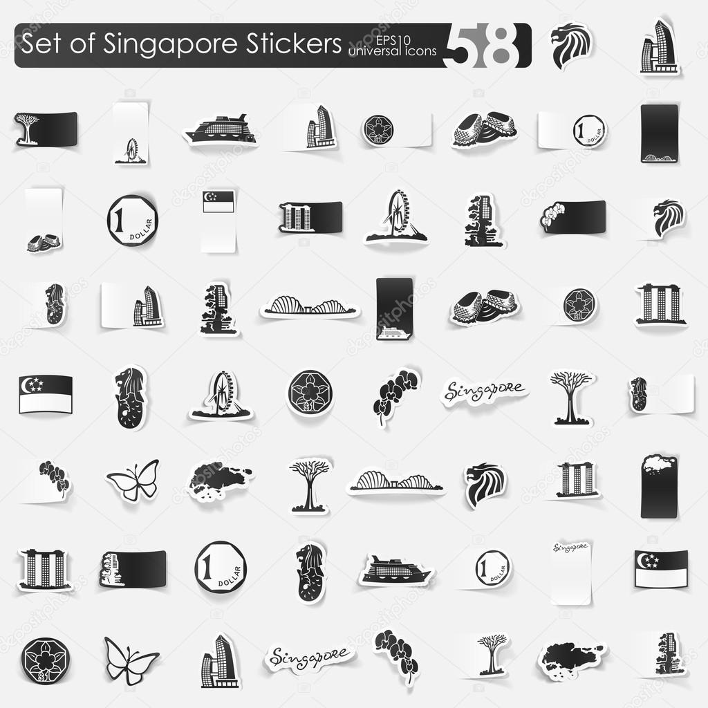 Set of Singapore stickers