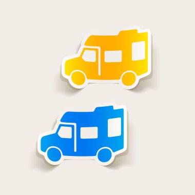 Gerçekçi kamyonet ve karavan simgesi