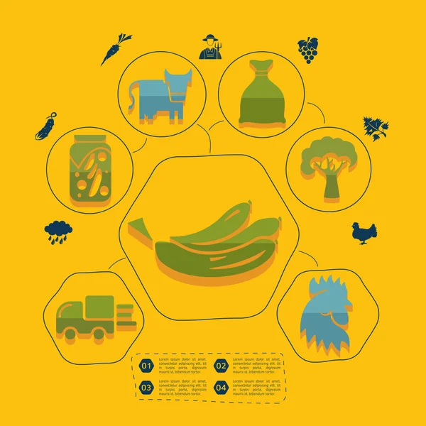 Agricultura infografía plana — Vector de stock