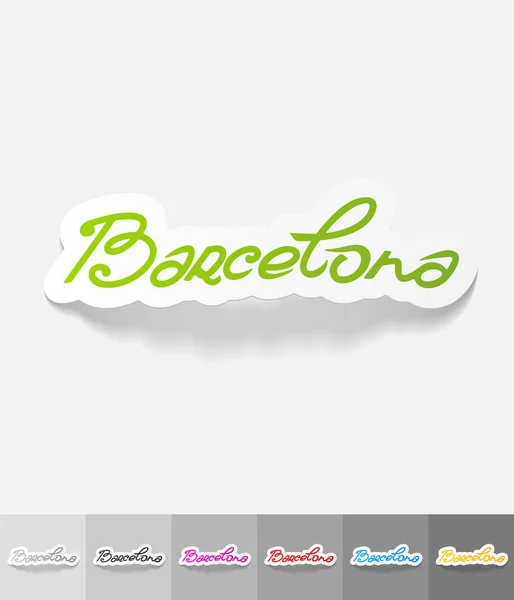 Pegatina de papel Barcelona con sombra . — Vector de stock