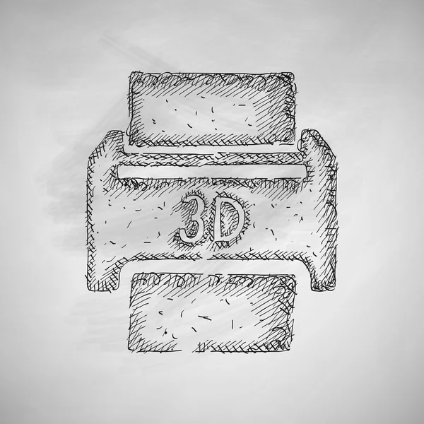 D trzy ikonę drukarki — Wektor stockowy