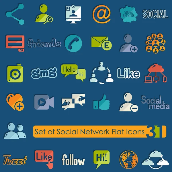 Conjunto de iconos de redes sociales — Vector de stock